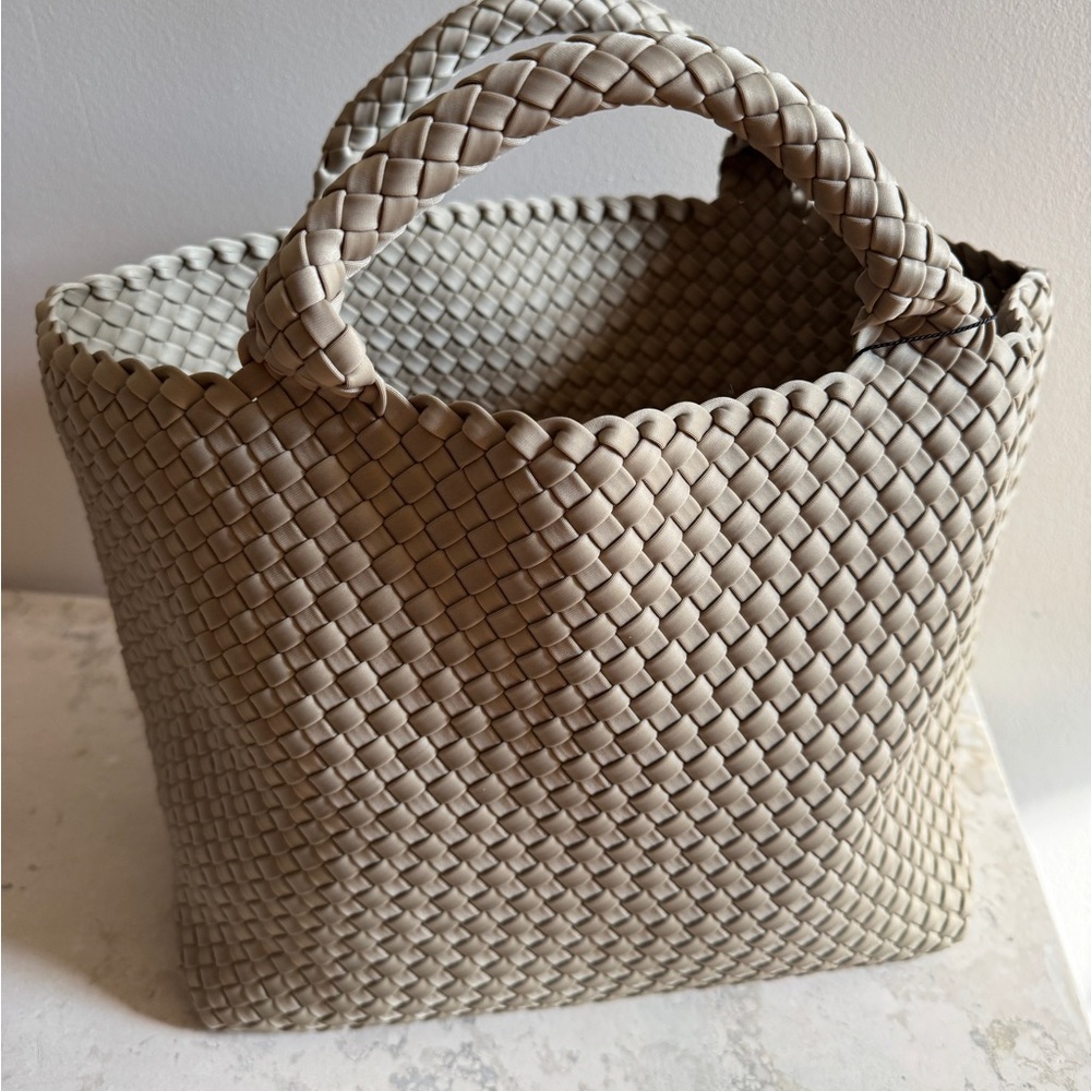 NWT Naghedi St Barth’s Medium Tote Stone Ecru Bag - Picture 8 of 9